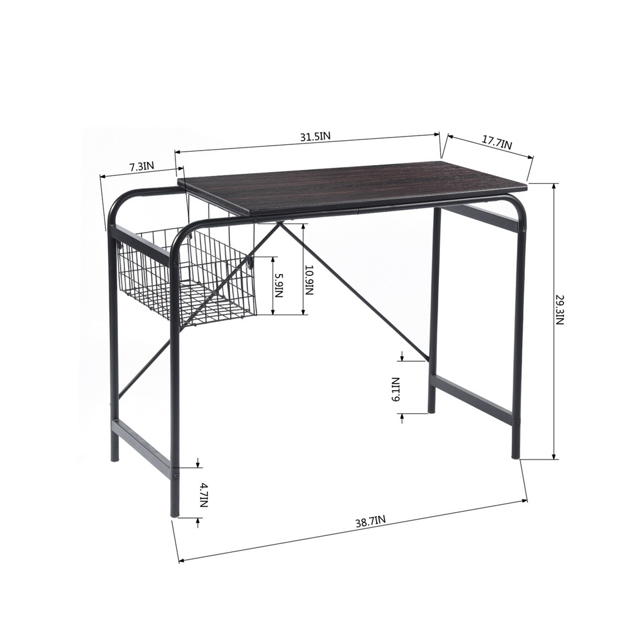 31.5 Computer Desk/ Home Office Desk with Wire Storage Basket