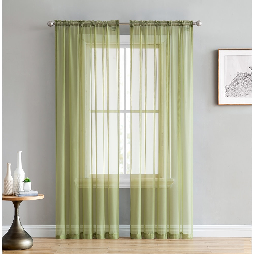 HLC.me Geneva Sheer Voile Window Treatment Rod Pocket Curtain Panels Bedroom and Living Room (Set of 4)