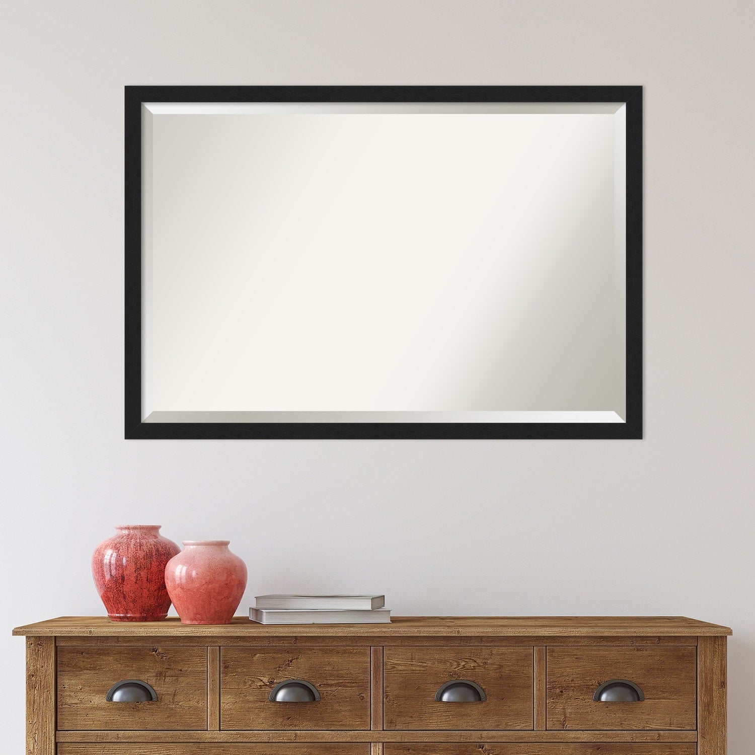 Beveled Bathroom Wall Mirror - Grace Brushed Narrow Frame