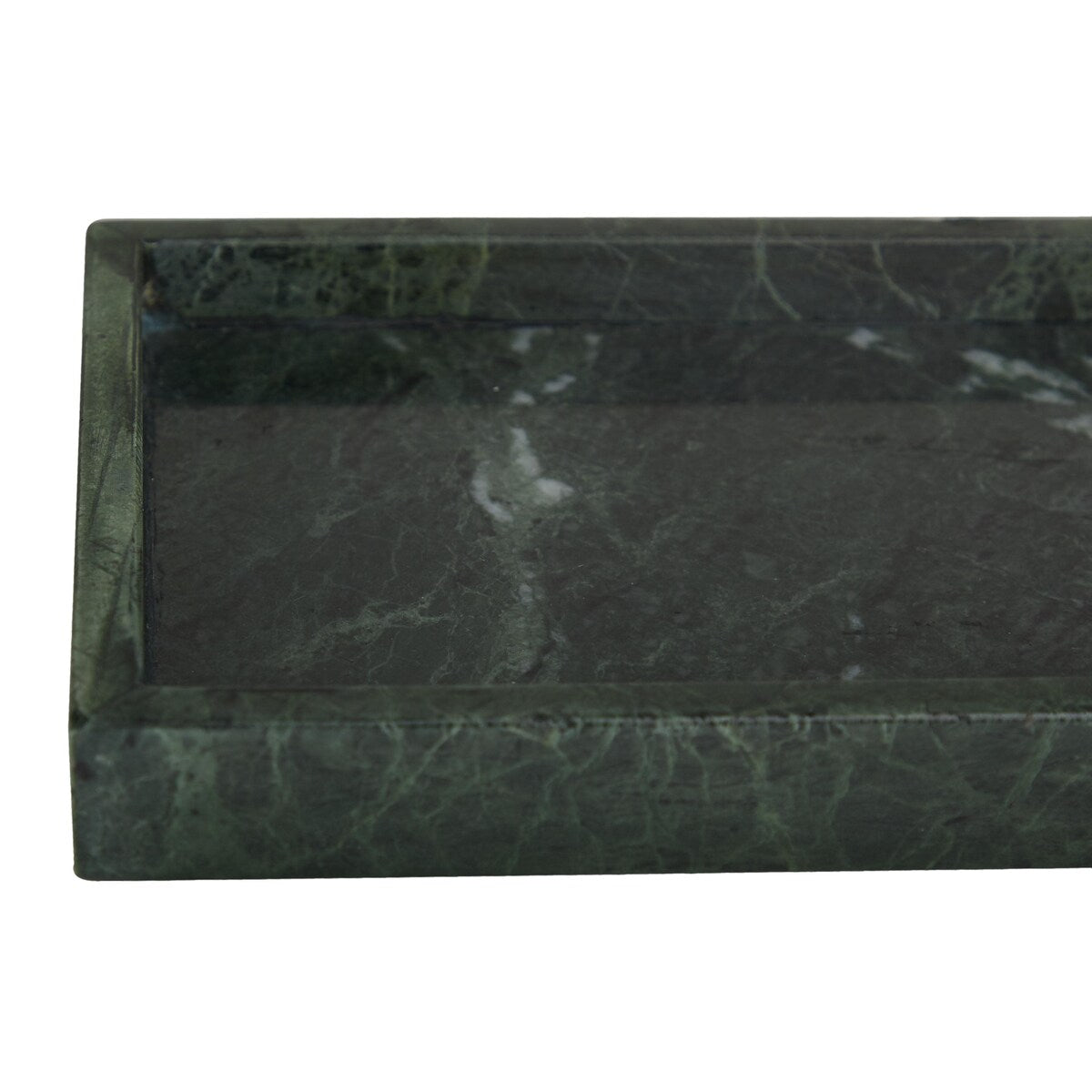 Marble Slim Living Room Decor Tray with Raised Border - Set of 2 White, Black, Green - CosmoLiving by Cosmopolitan