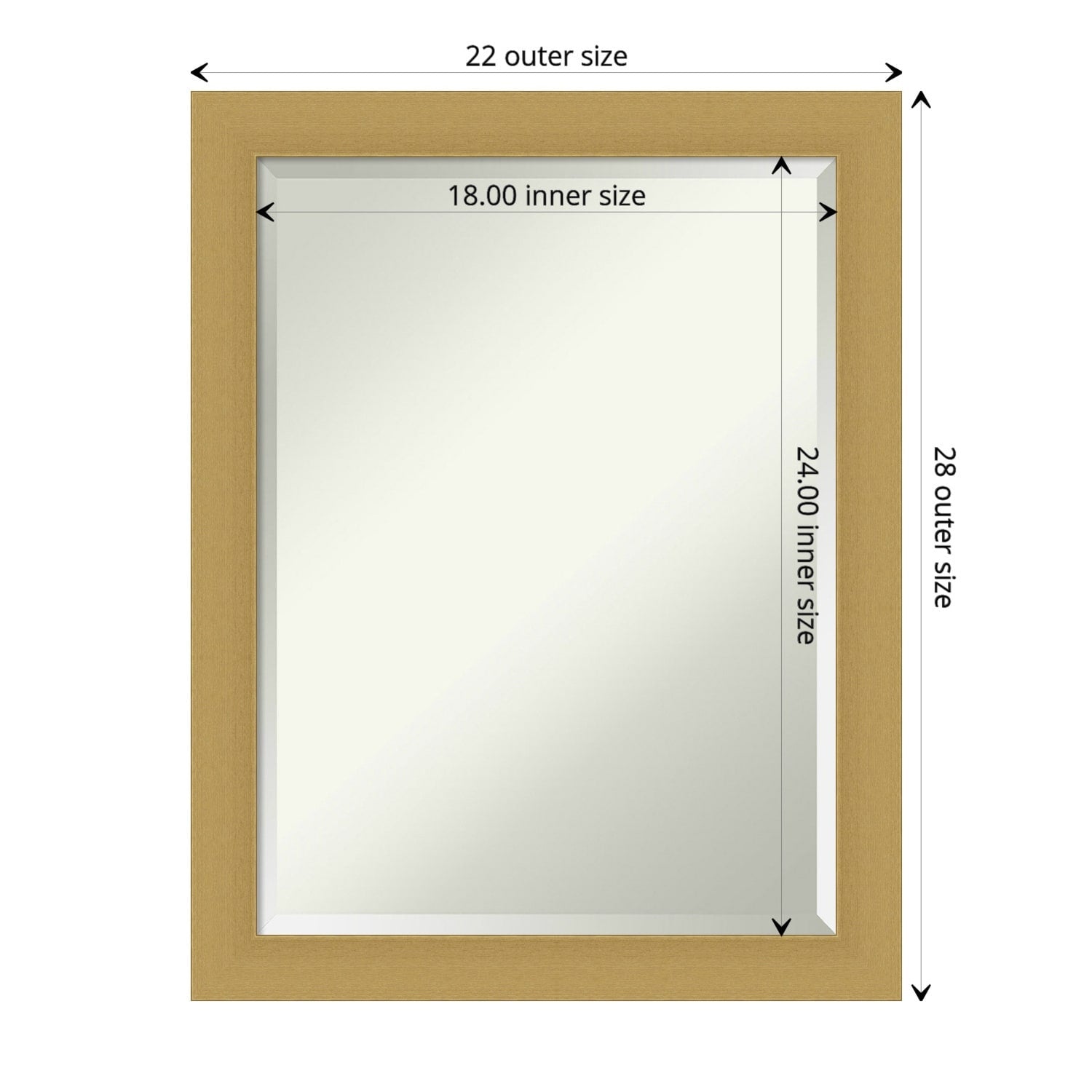 Beveled Bathroom Wall Mirror - Grace Brushed Narrow Frame