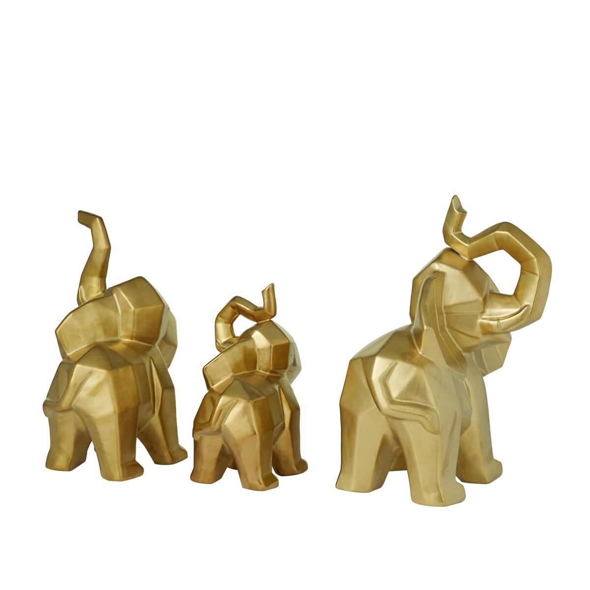 Porcelain Ceramic Elephant Decorative Sculpture - Set of 3 Gold or Silver - Roche River Decor