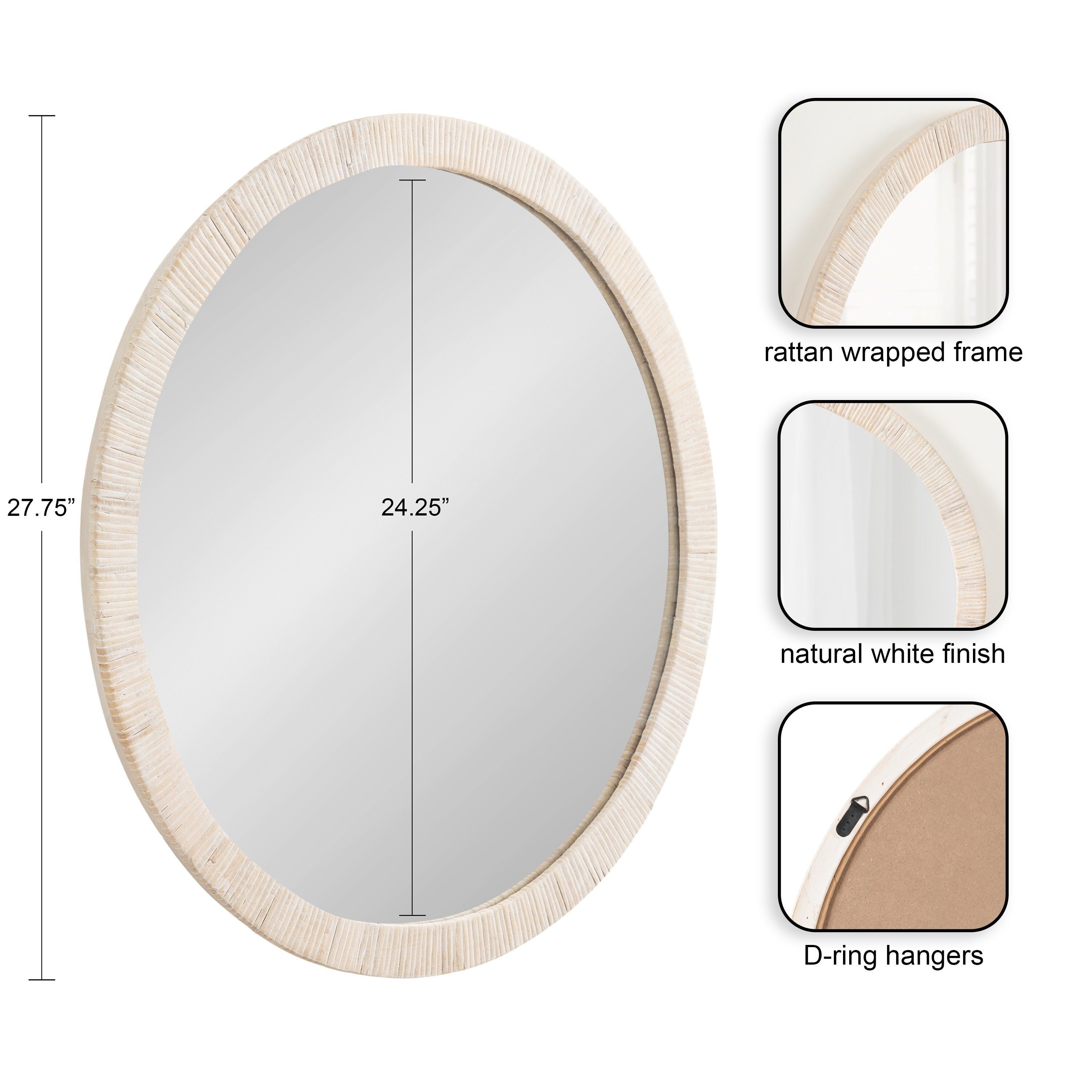 Kate and Laurel Rahfy Framed Wall Mirror - 28 Diameter