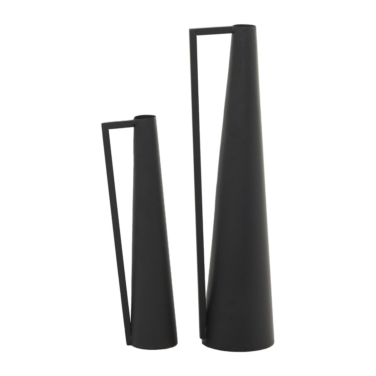 Metal Slim Cone Decorative Vase with Handles - Set of 2 Black, White, Gold, Silver, Dark Gray - CosmoLiving by Cosmopolitan