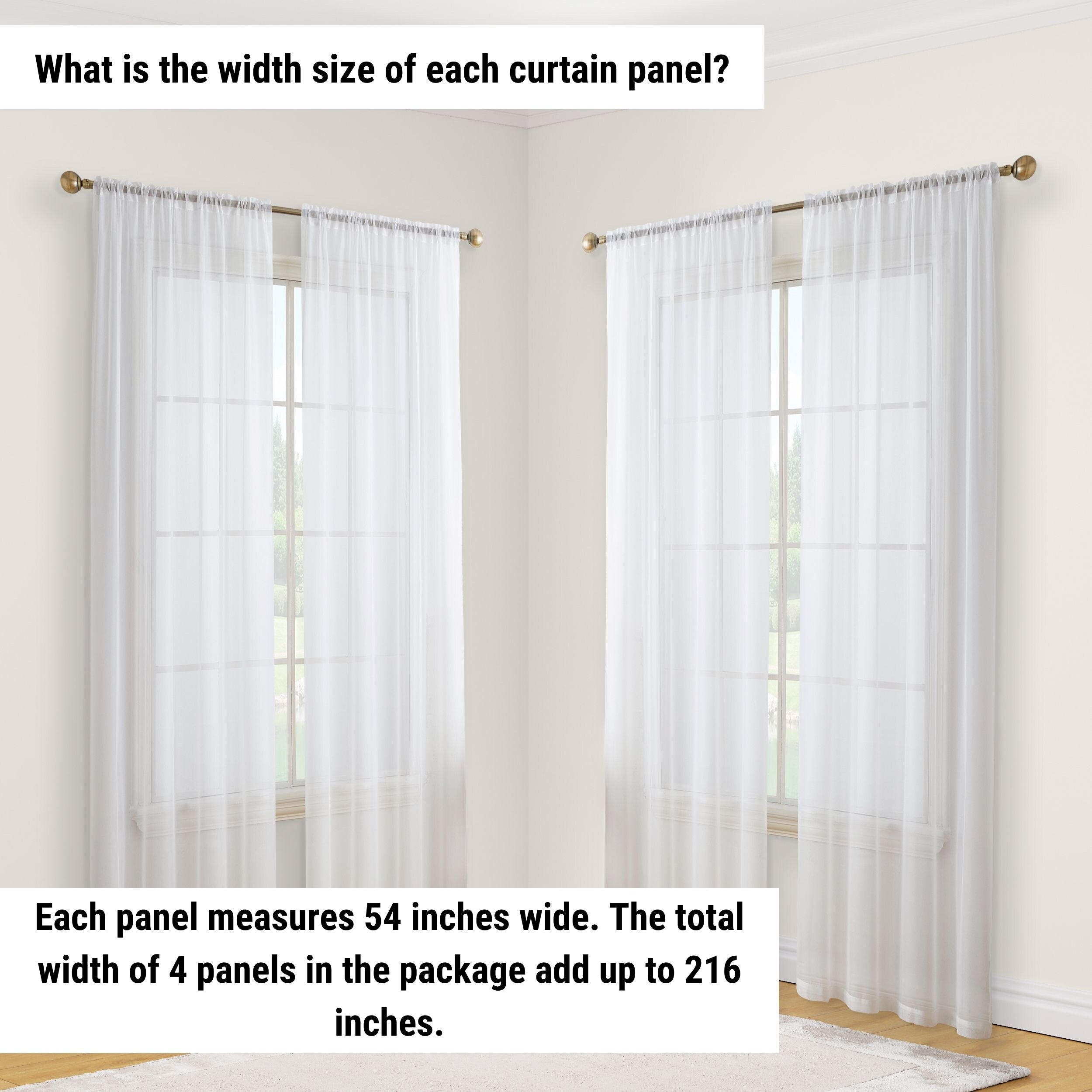 HLC.me Geneva Sheer Voile Window Treatment Rod Pocket Curtain Panels Bedroom and Living Room (Set of 4)