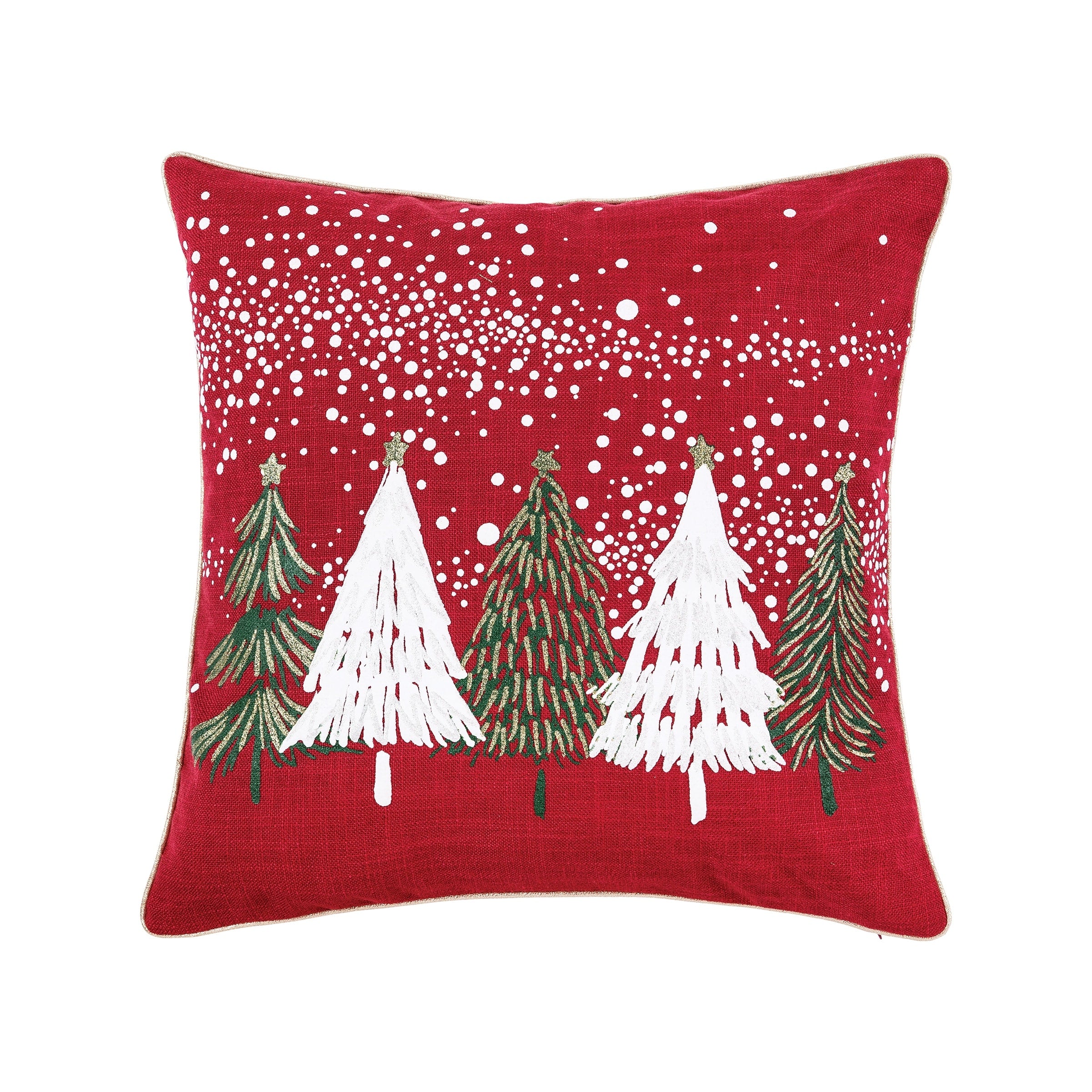 18 x 18 Snowy Trees Embellished Christmas Holiday Throw Pillow