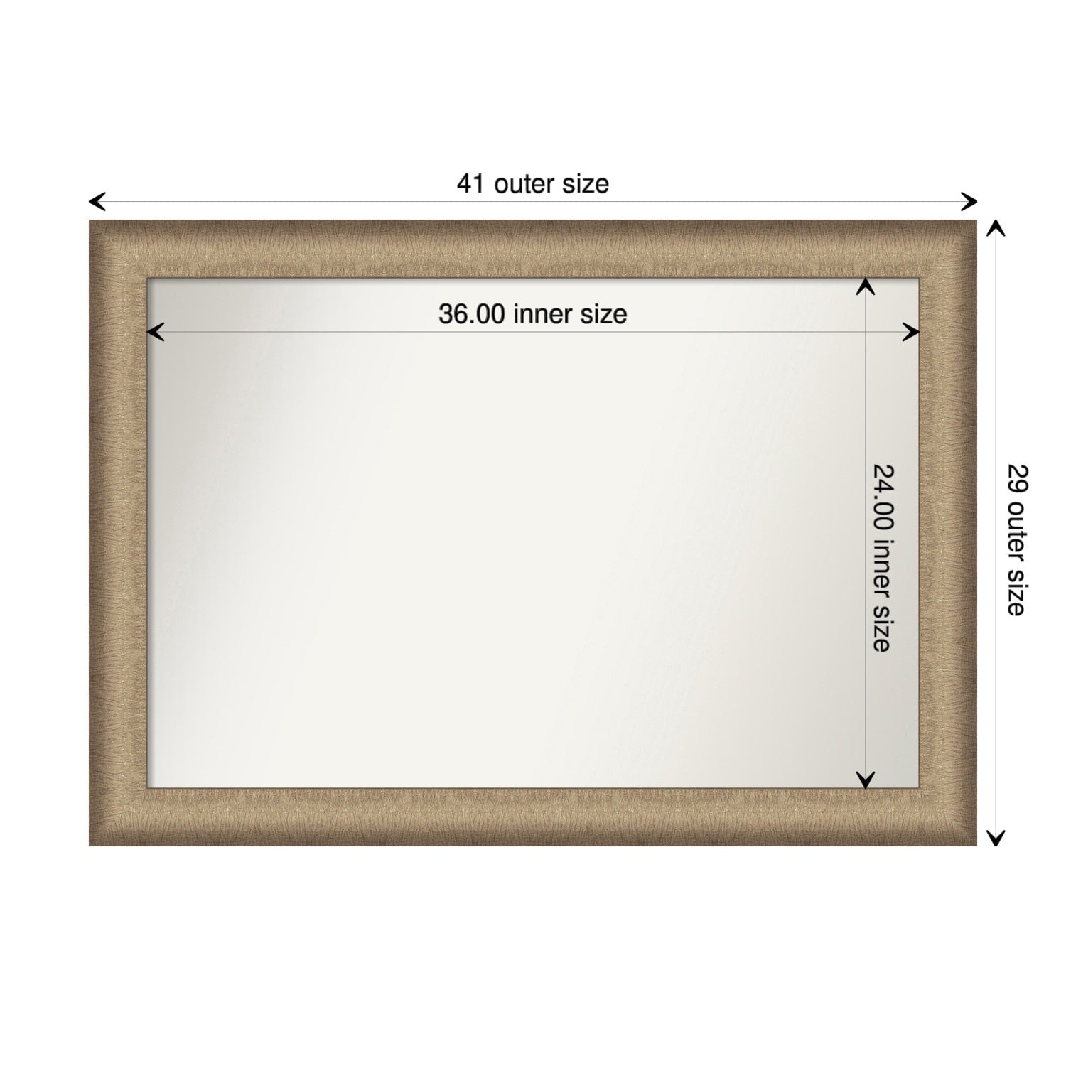 Non-Beveled Bathroom Wall Mirror - Elegant Brushed Bronze Frame