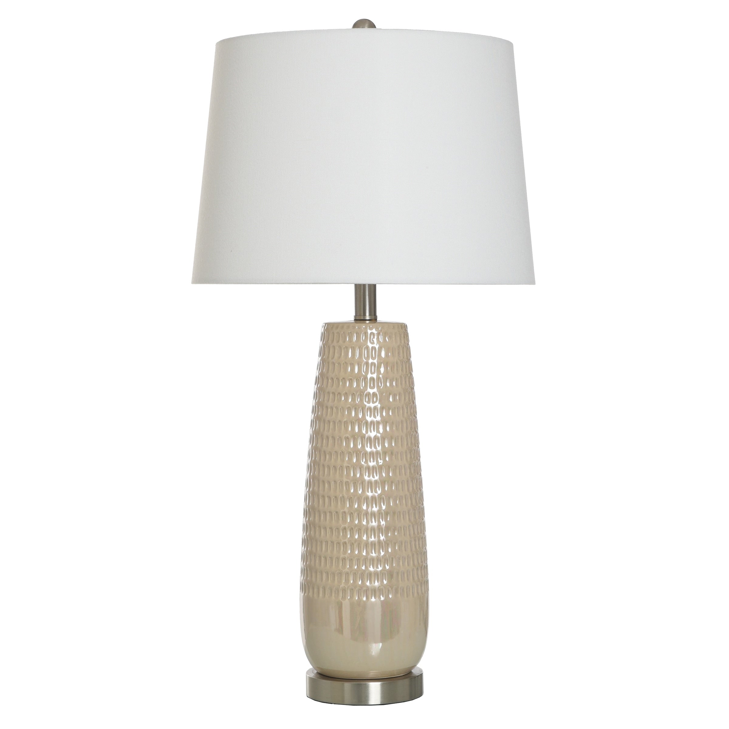 Starlite - Ceramic Table Lamp - Dimpled Luster Finish - Off-White Shade