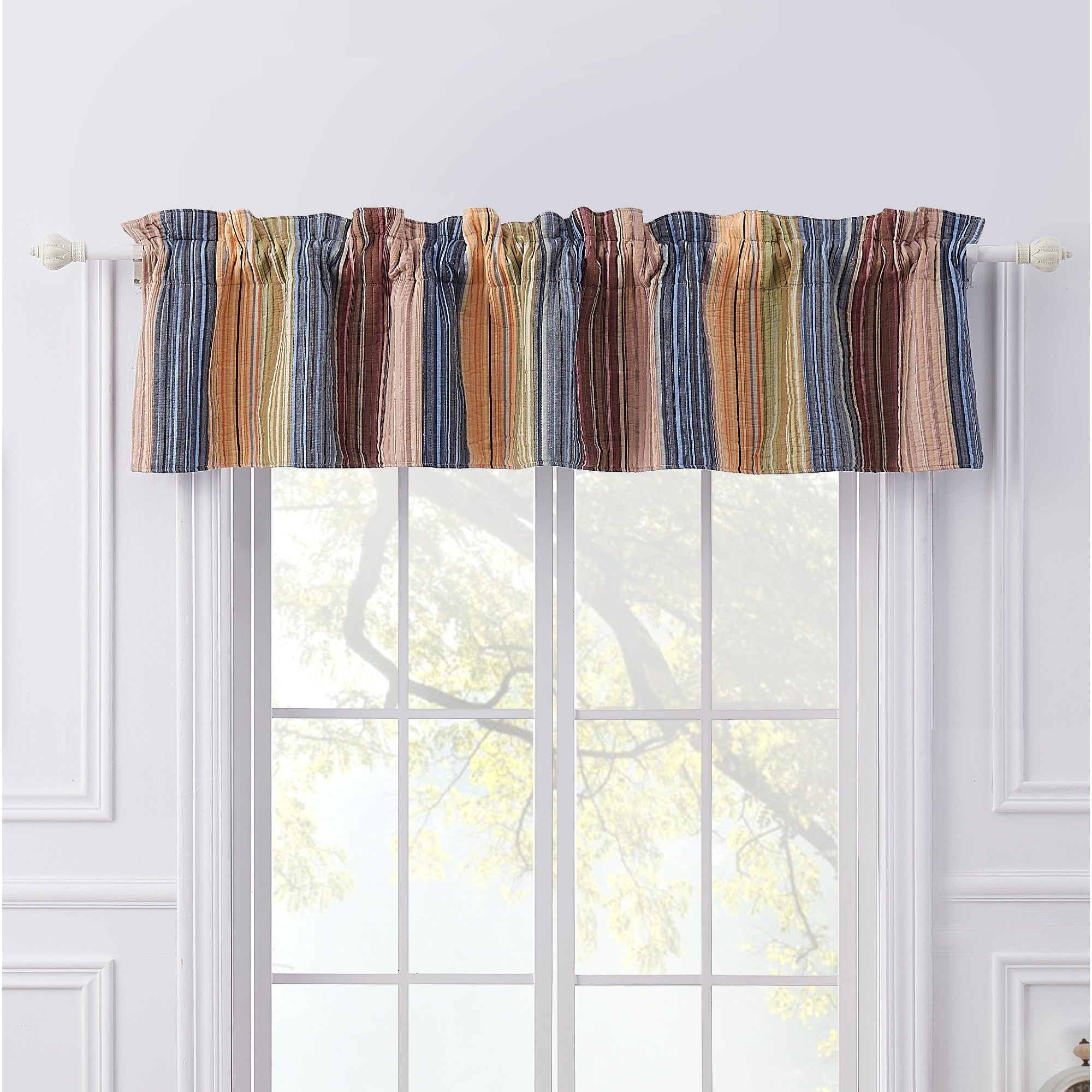 Greenland Home Fashions Katy Multi Striped Quilted Reversible Valance