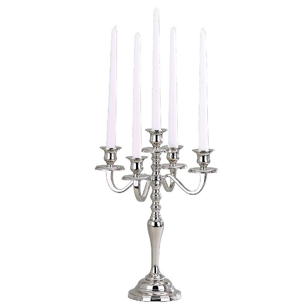 Leeber Limited 5 Lite Silver Finish Hampton Candelabra 16 - 8 x 14 x 18