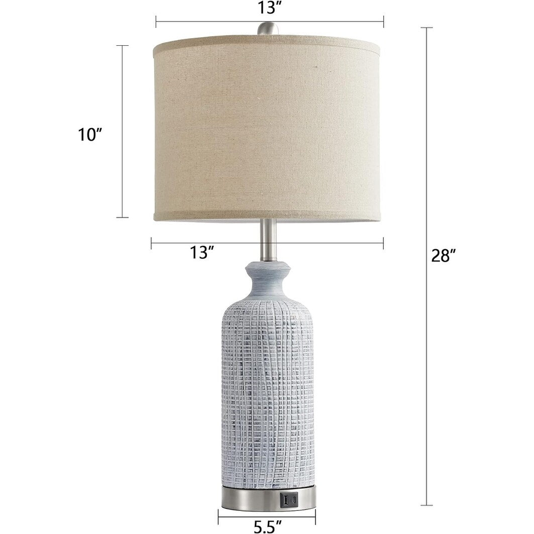 Farmhouse Table Lamps Set of 2, 3 Way Dimmable