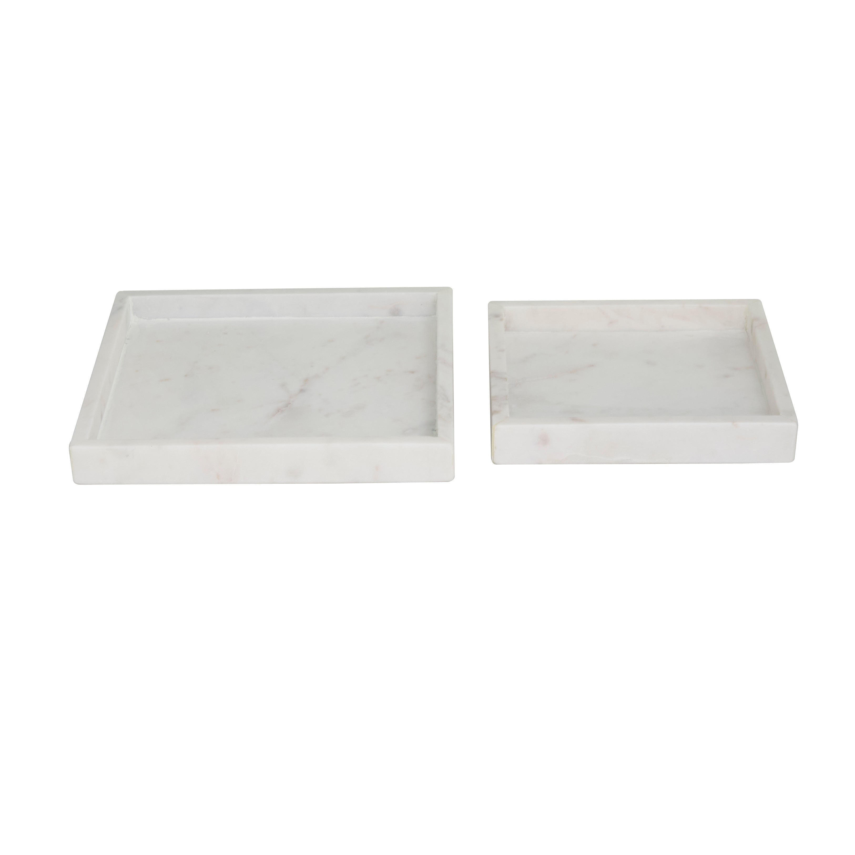 CosmoLiving by Cosmopolitan Marble Tray with Raised Border (Set of 2) - White, Black, Green