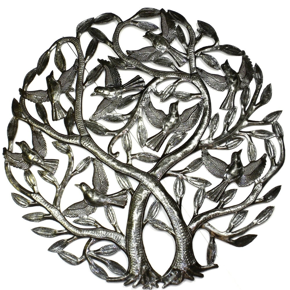 Handmade 'Double Tree of Life' Metal Wall Art