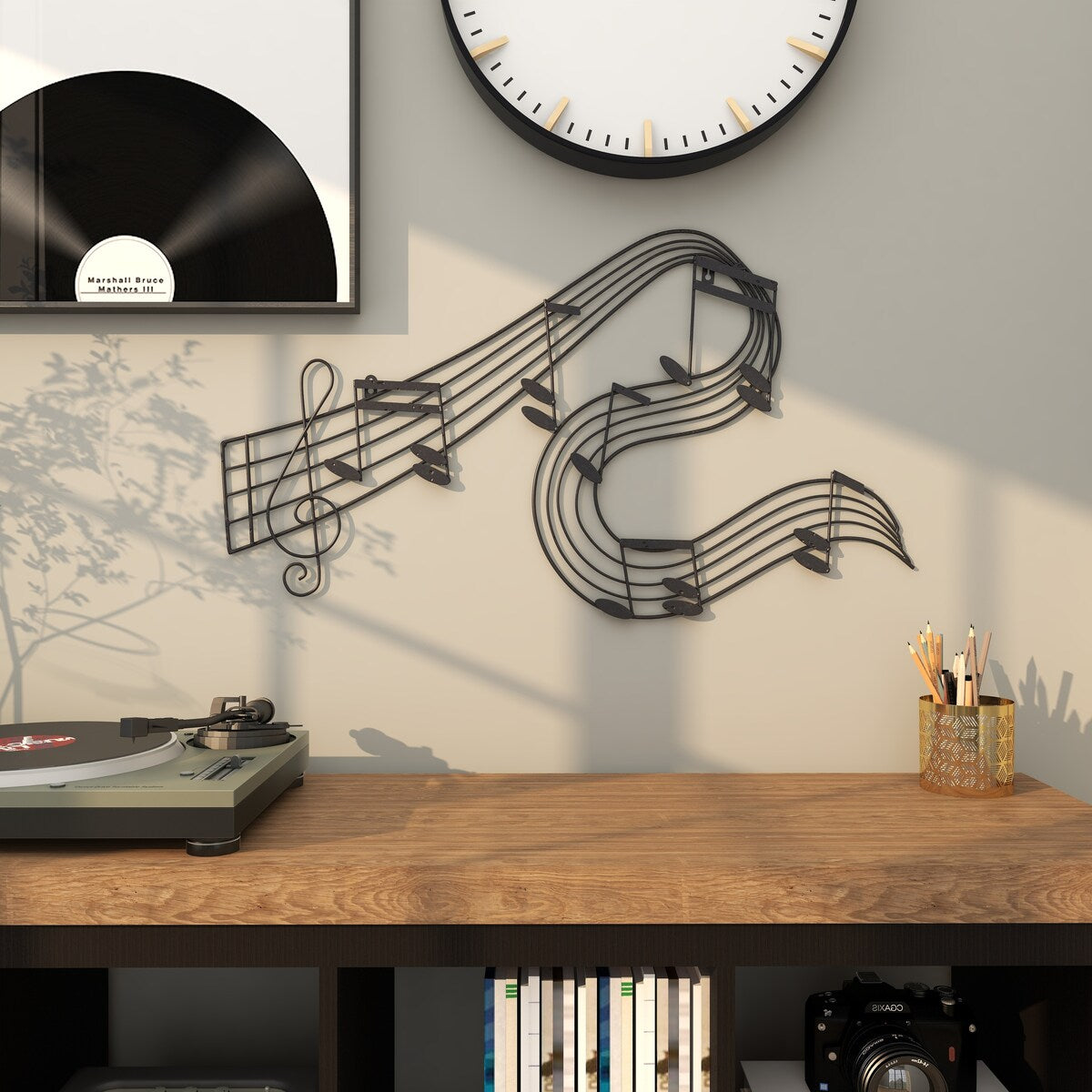 Metal Musical Notes Home Wall Decor - Black - Roche River Decor