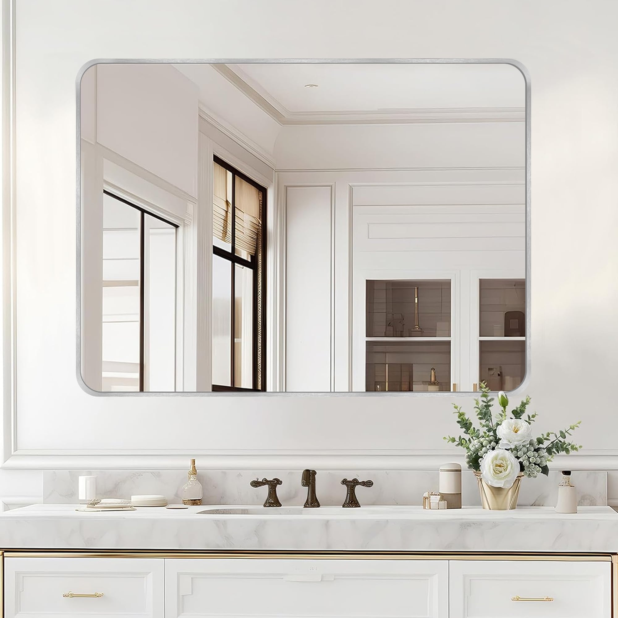 Wall Mount Bathroom Rectangle Vanity Mirror (Horizontal/Vertical)