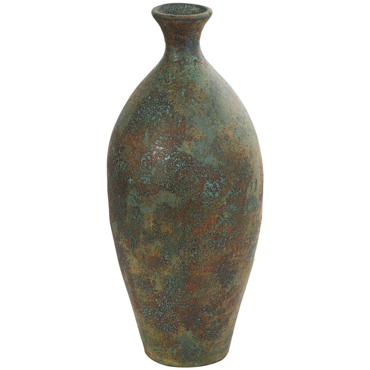 Ceramic Tall Distressed Antique Style Decorative Vase - Green - Roche River Decor