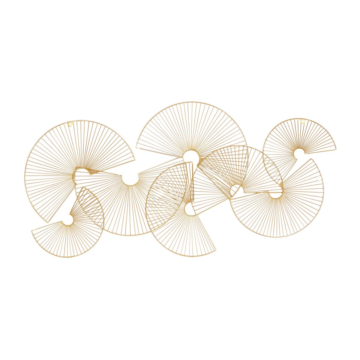 Metal Sunburst Half Moon Overlapping Wire Fan Home Wall Decor - Gold - CosmoLiving by Cosmopolitan