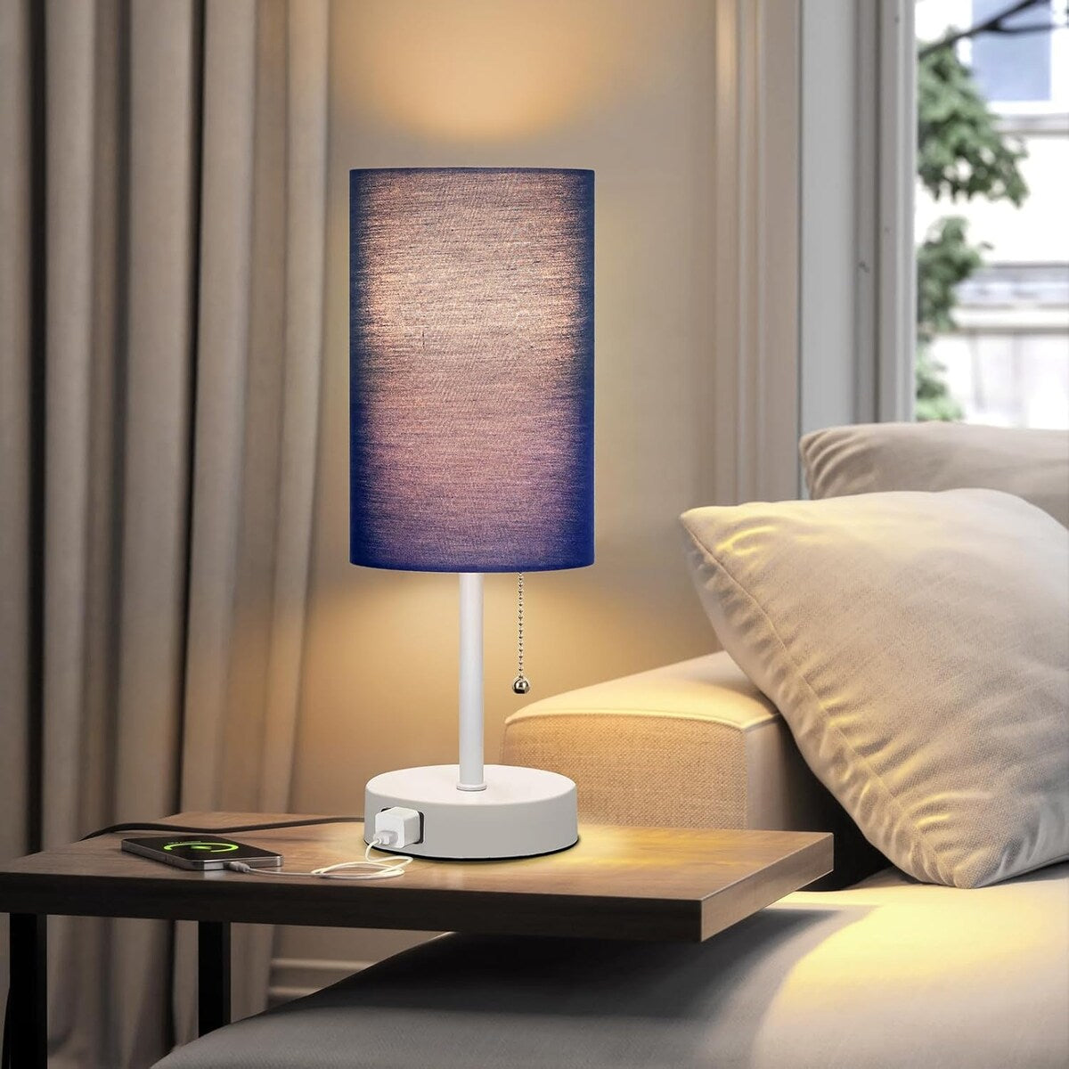 Table Lamp for Bedroom, 3-Color Bedside Lamps with Pull Chain, Bedroom Table Lamps for Nightstand, Bulb Included