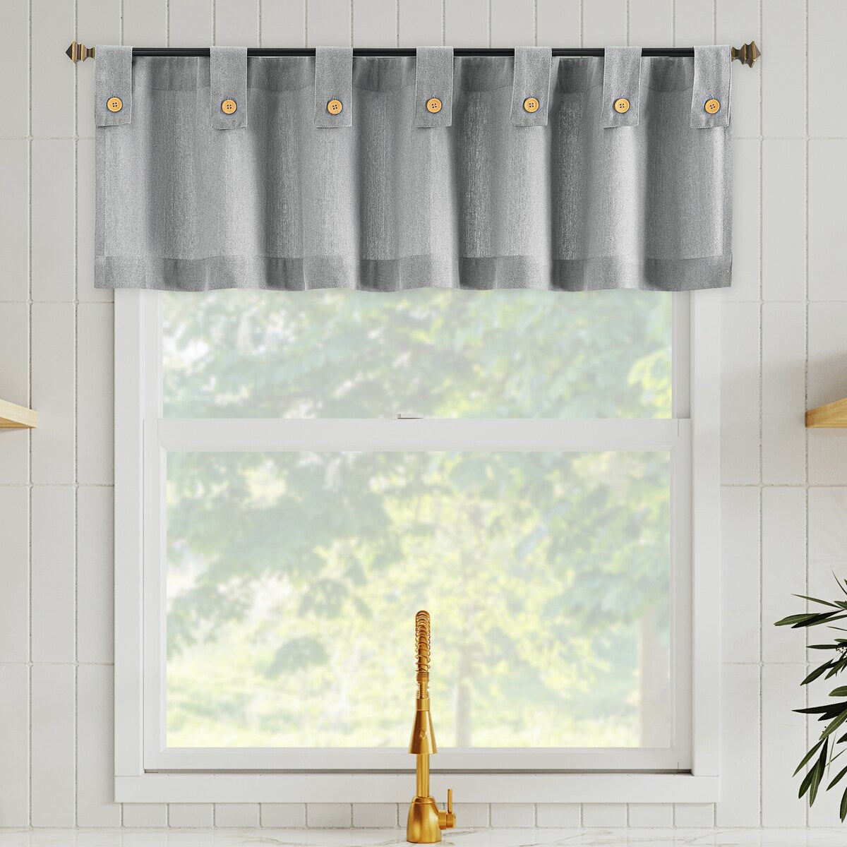 Archaeo Cotton Blend Button Tab Top Cafe Curtain Valance