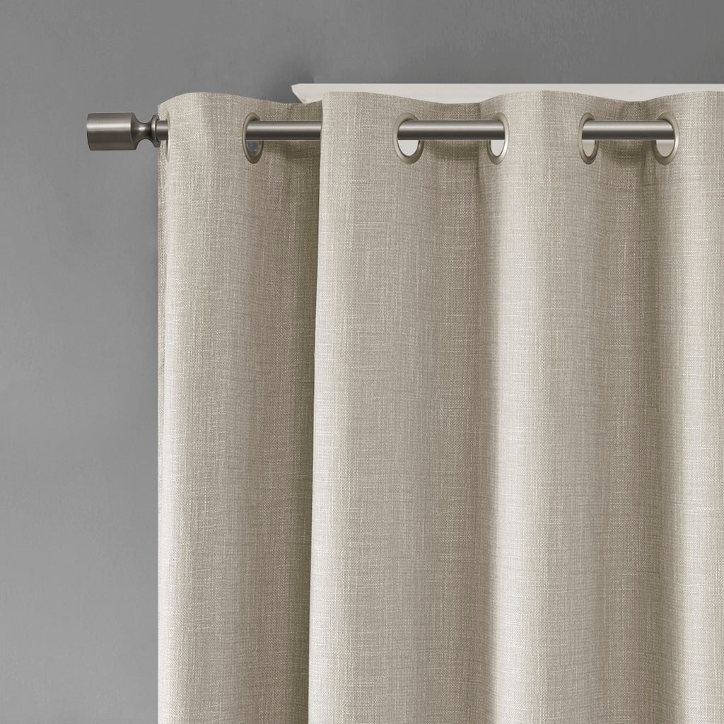 Printed Heathered Blackout Grommet Top Curtain Panel