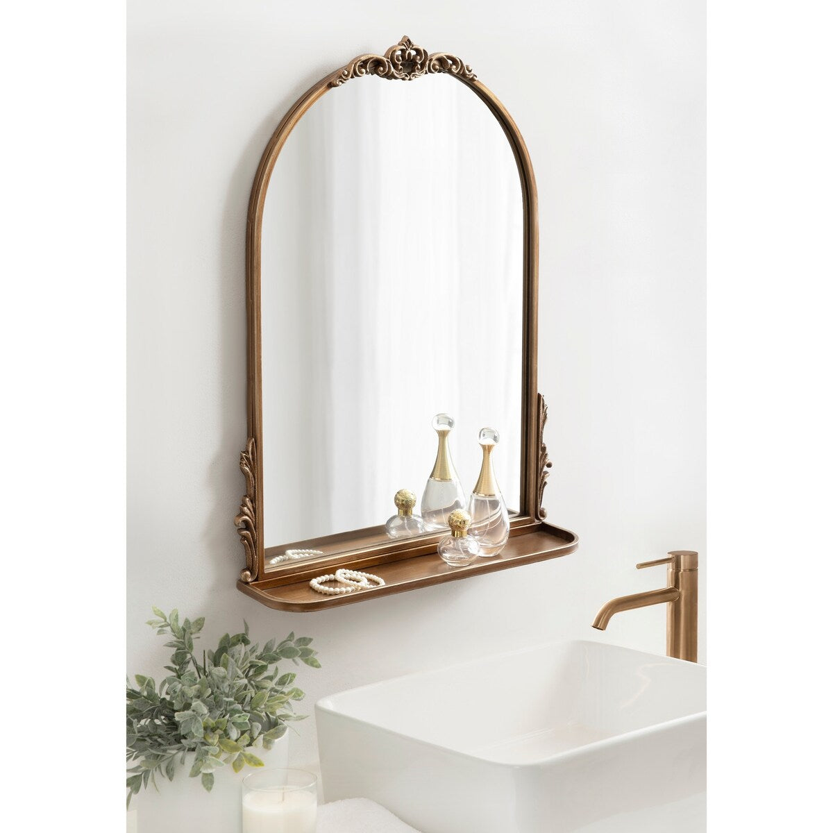 Kate and Laurel Myrcelle Arched Wall Mirror with Shelf