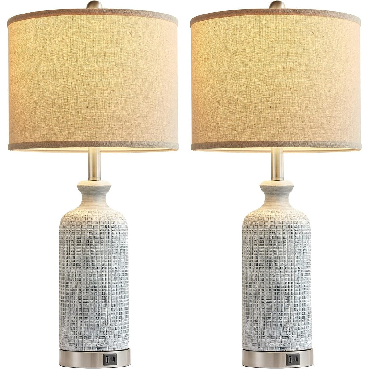 Farmhouse Table Lamps Set of 2, 3 Way Dimmable