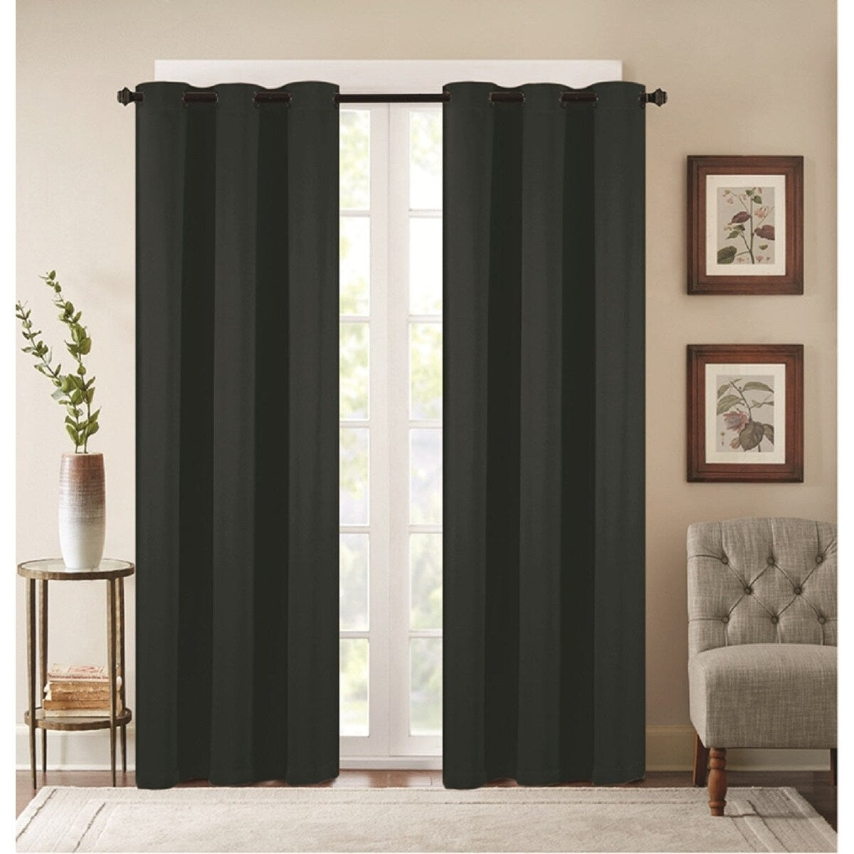 J&V Textiles 2 Panels Room Darkening Thermal Insulated Blackout Grommet Window Curtain Panels for Living Room - 38X84