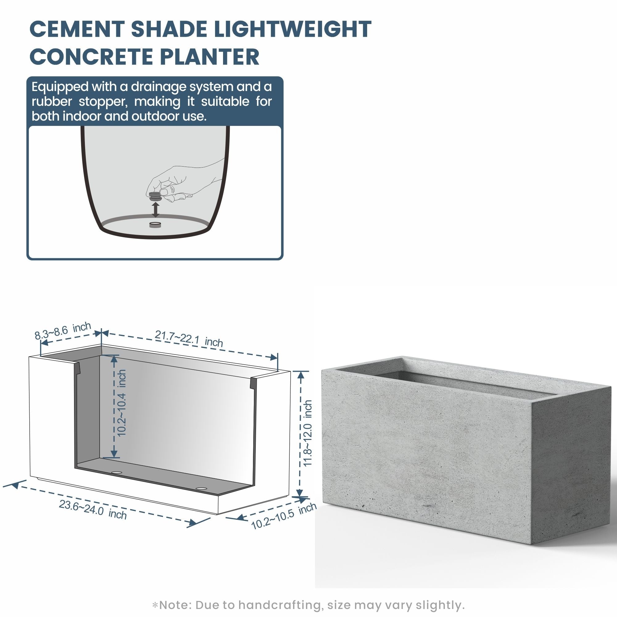 Tall Concrete Rectangle Plant Boxes / Large Indoor and Outdoor Flower Planters