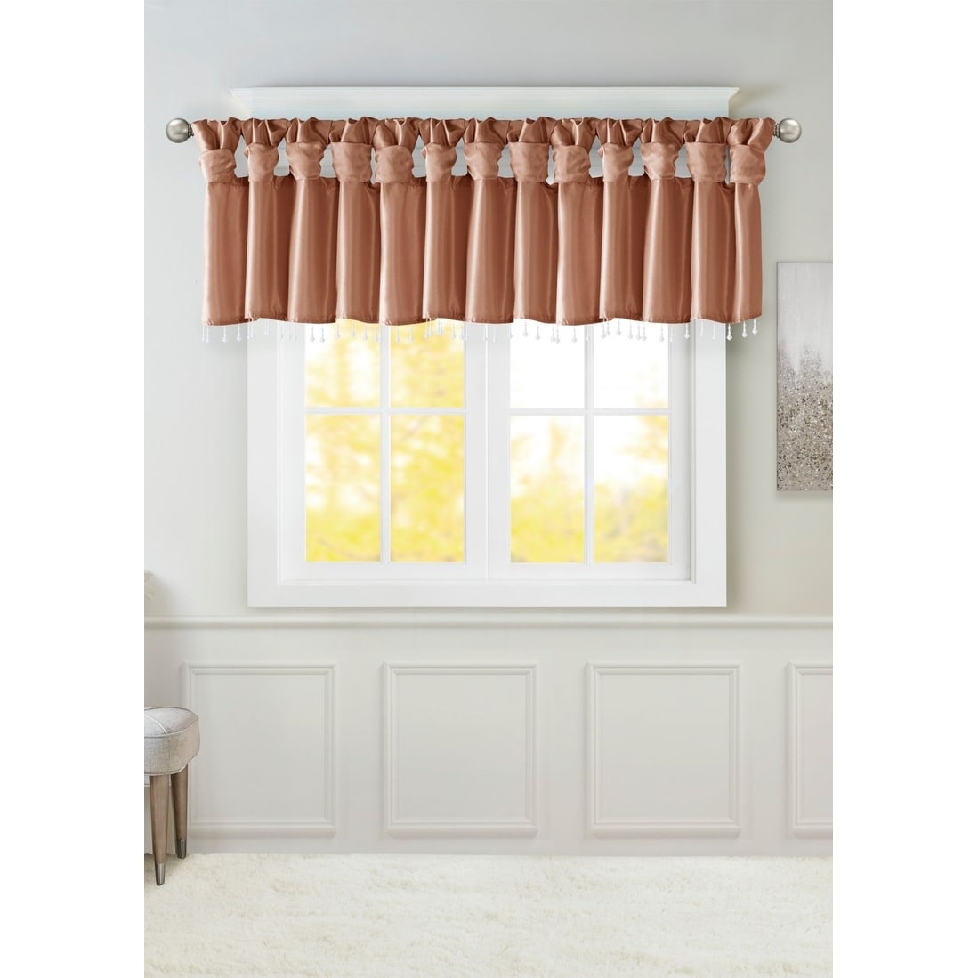 Madison Park Emilia Twisted Tab Room Darkening Window Valance Spice - 50 x 26