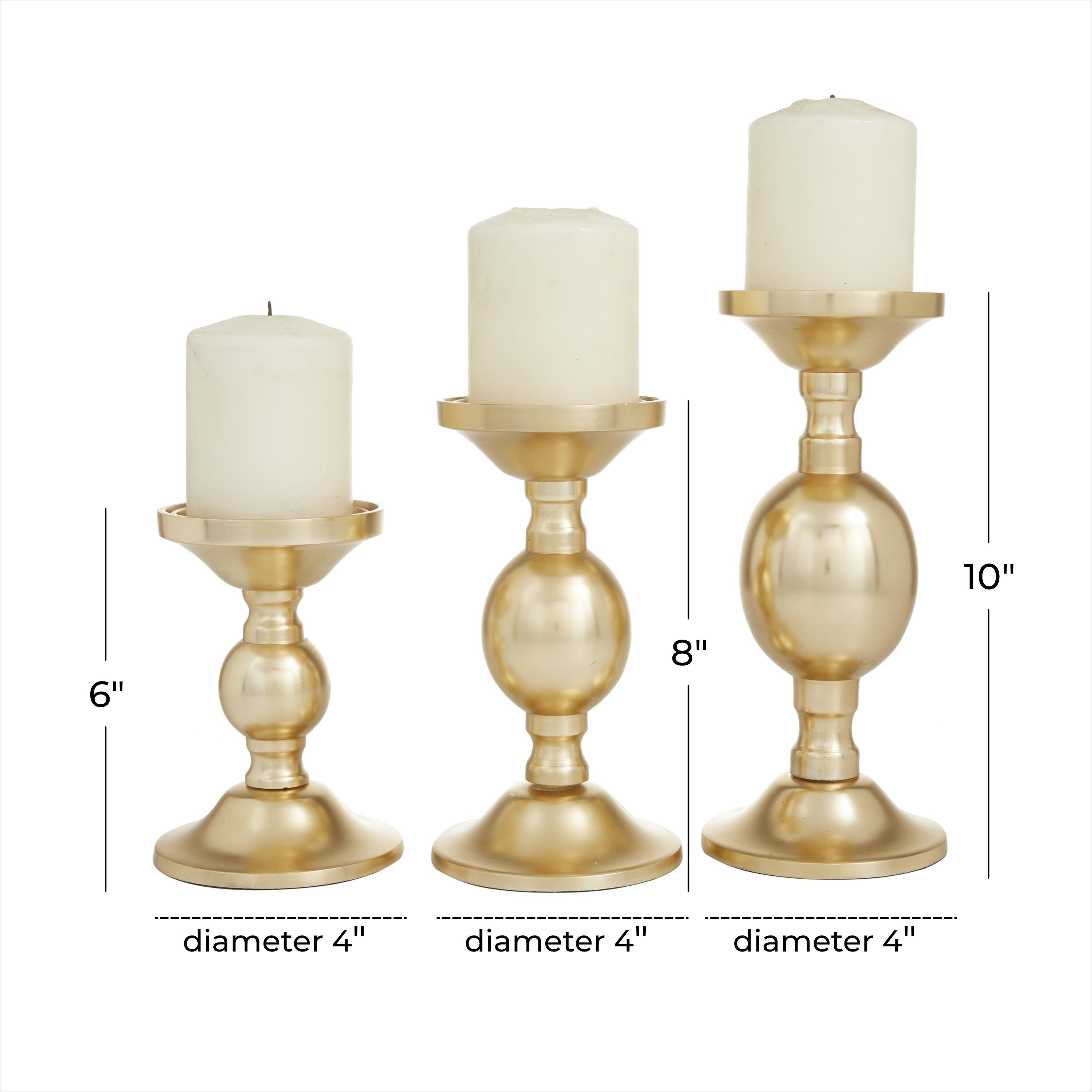 The Novogratz Gold or Silver Aluminum Metal Pillar Decorative Candle Holder (Set of 3)