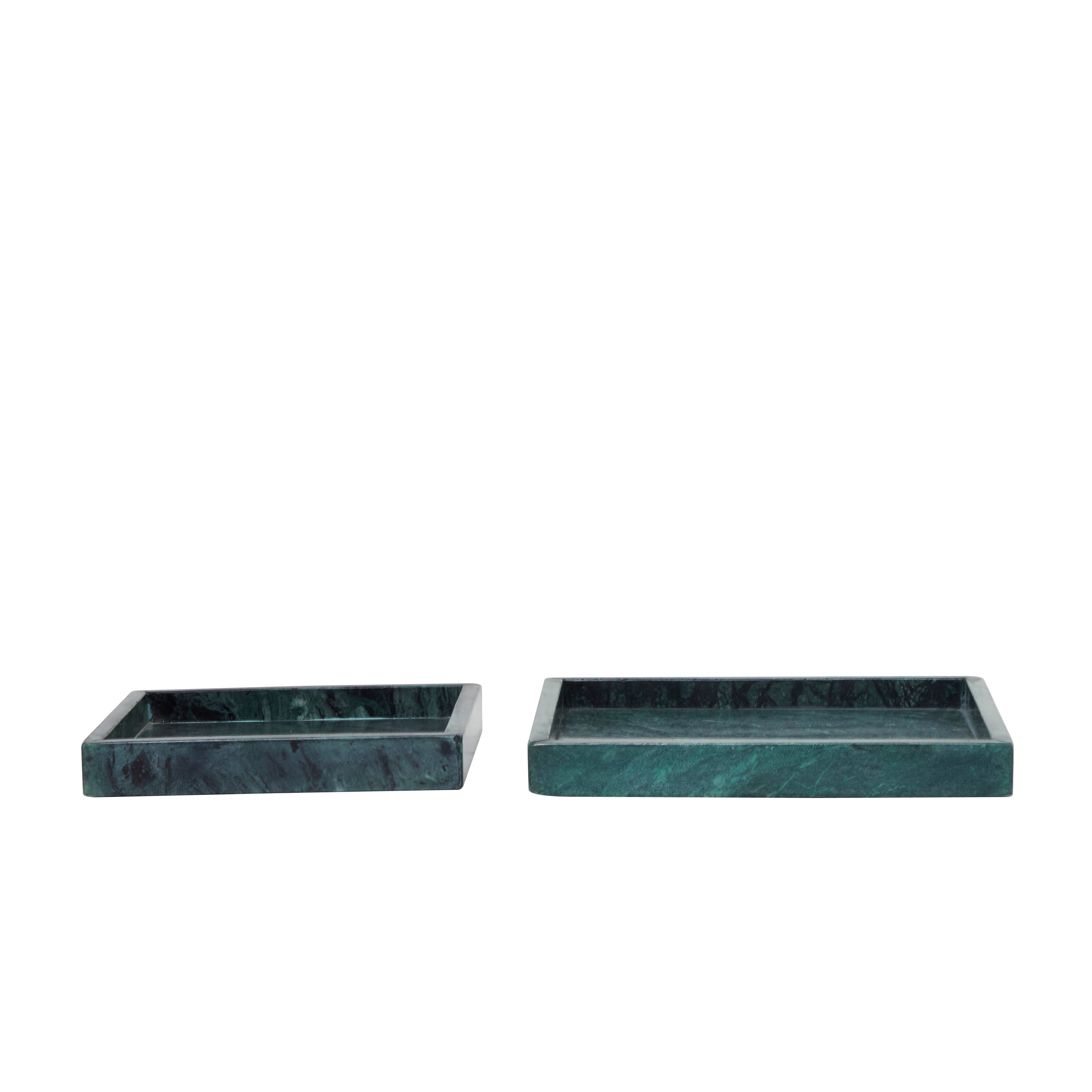 CosmoLiving by Cosmopolitan Marble Tray with Raised Border (Set of 2) - White, Black, Green