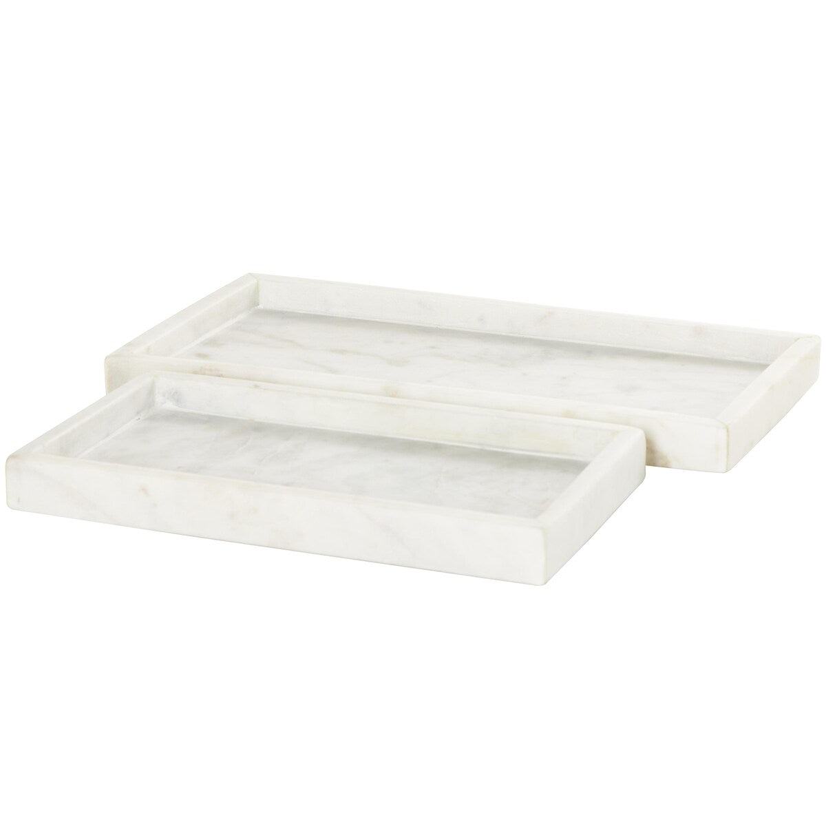 Marble Slim Living Room Decor Tray with Raised Border - Set of 2 White, Black, Green - CosmoLiving by Cosmopolitan