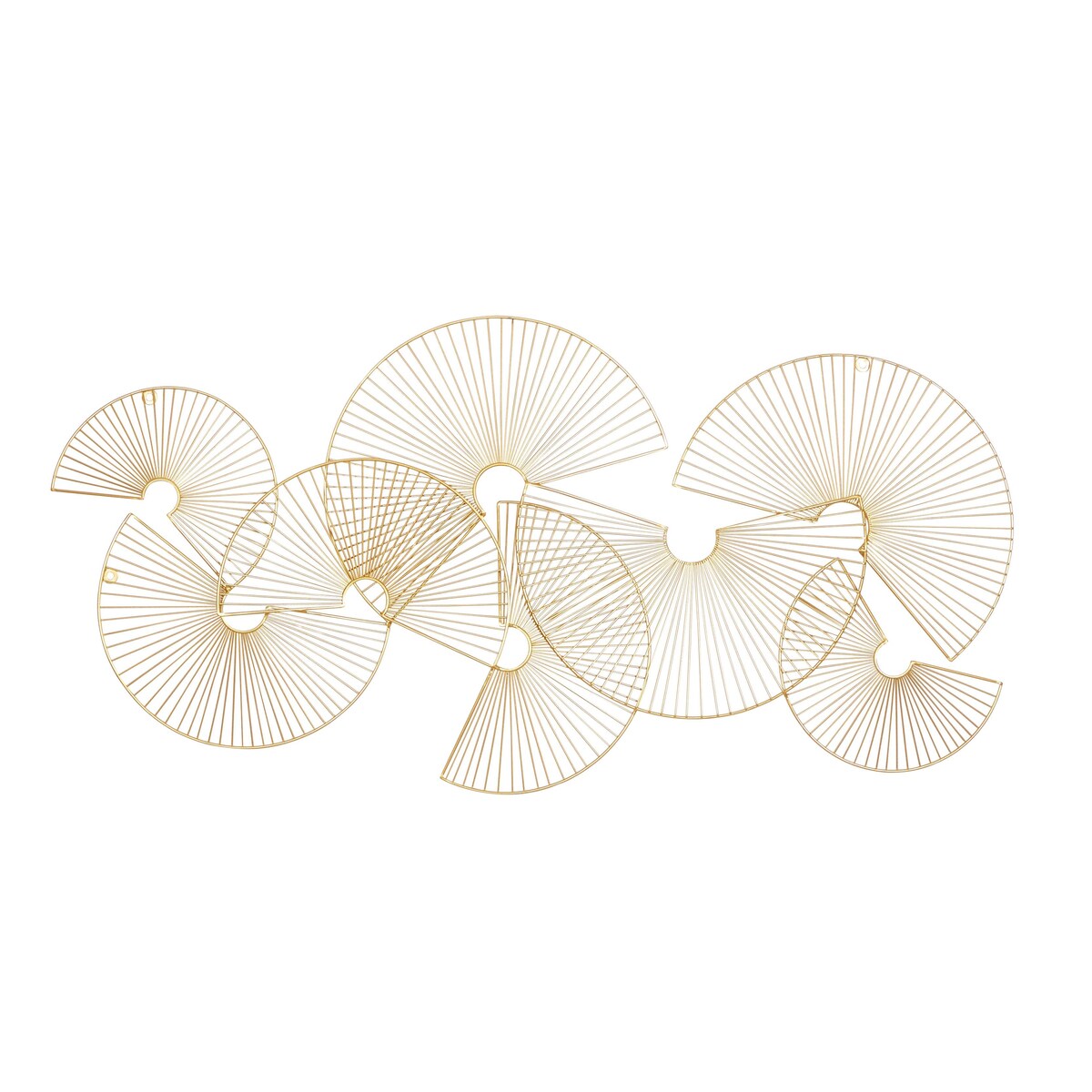 Metal Sunburst Half Moon Overlapping Wire Fan Home Wall Decor - Gold - CosmoLiving by Cosmopolitan