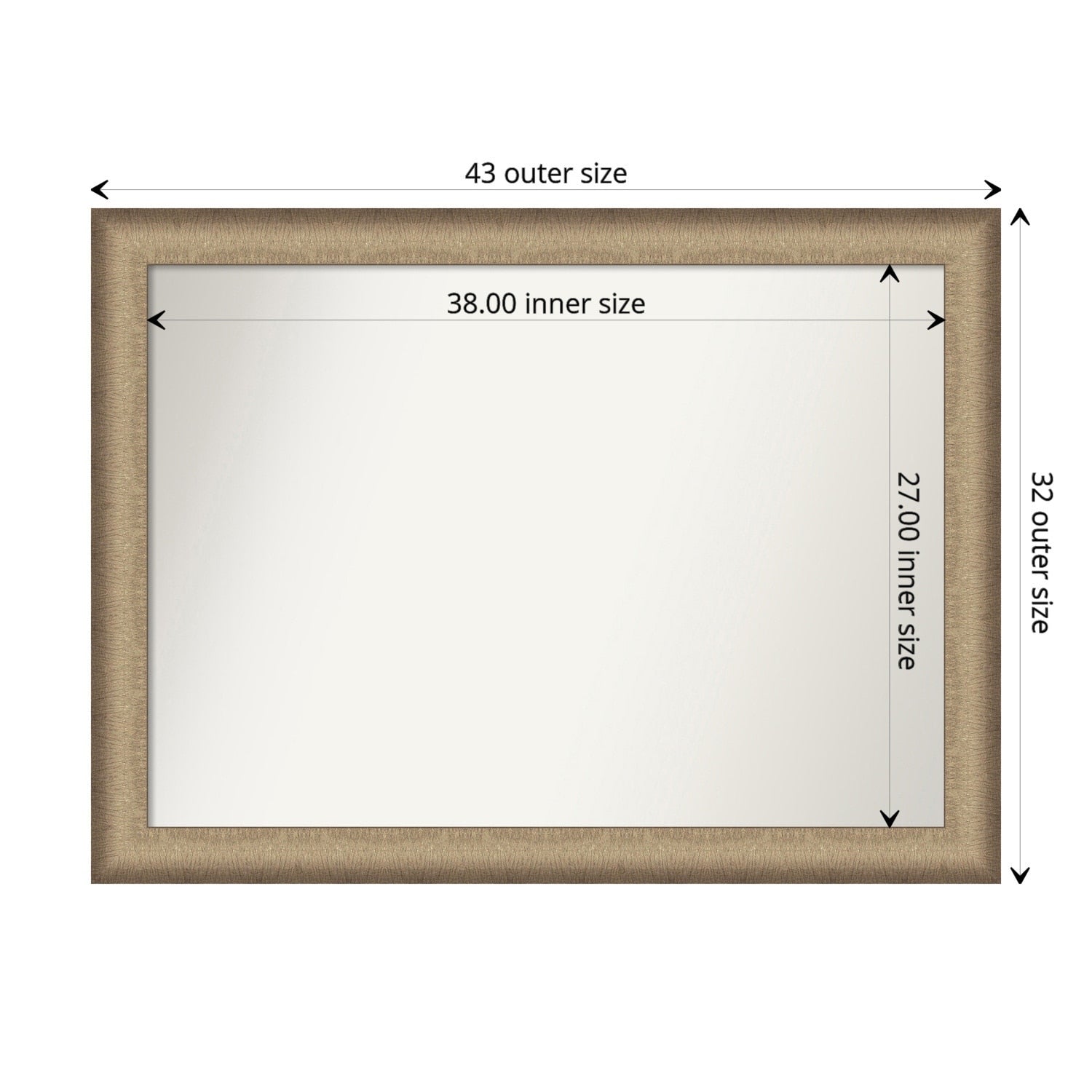 Non-Beveled Bathroom Wall Mirror - Elegant Brushed Bronze Frame