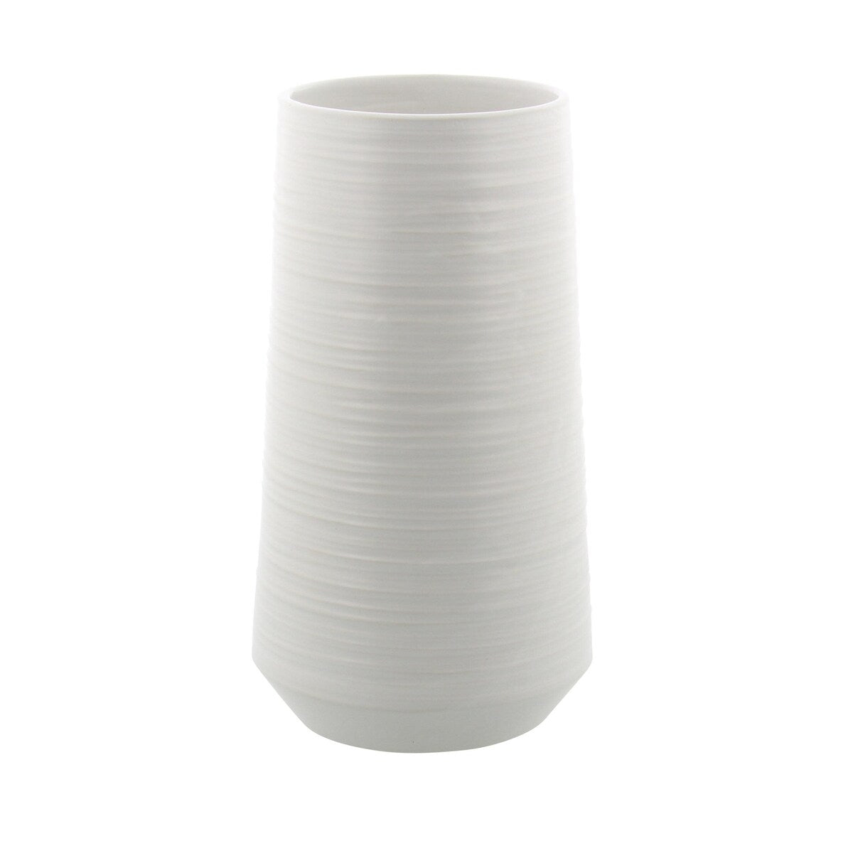 Porcelain Ceramic Ribbed Decorative Vase - White - CosmoLiving by Cosmopolitan