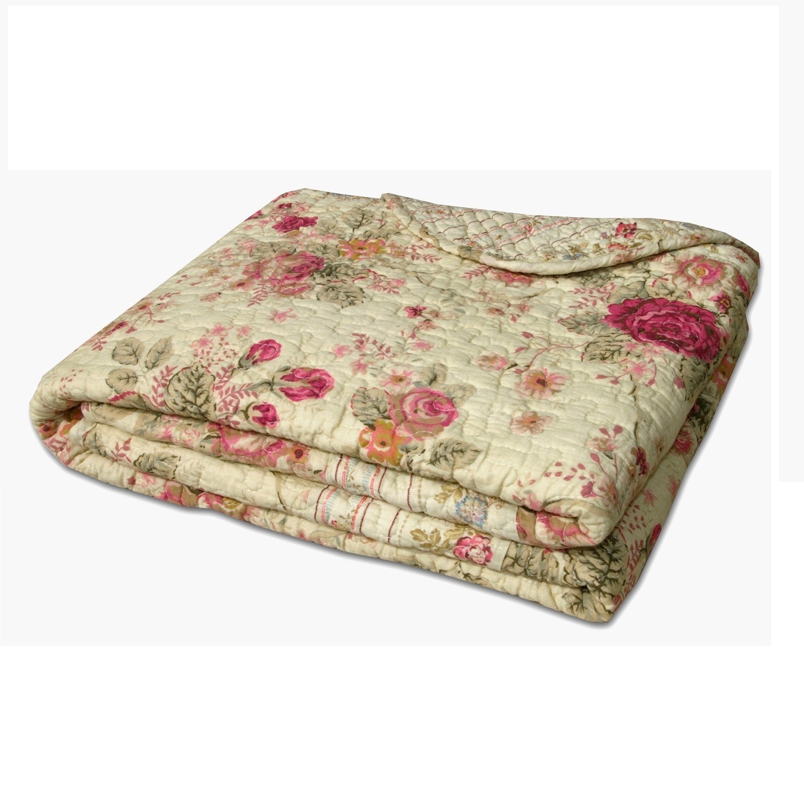 Greenland Home Fashions Antique Rose 100-Percent Cotton Quilted Throw Blanket