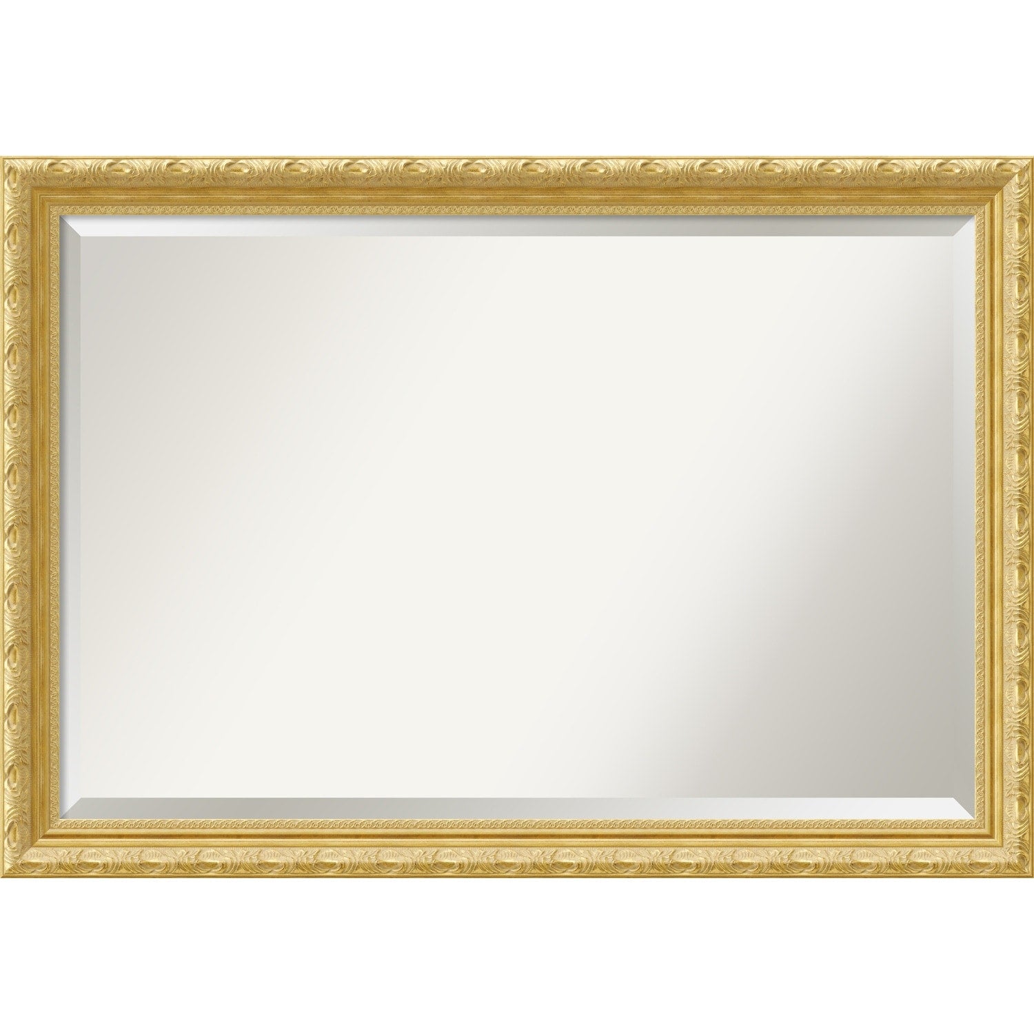 Beveled Wood Wall Mirror - Versailles Gold Frame - Outer Size: 40 x 28 in