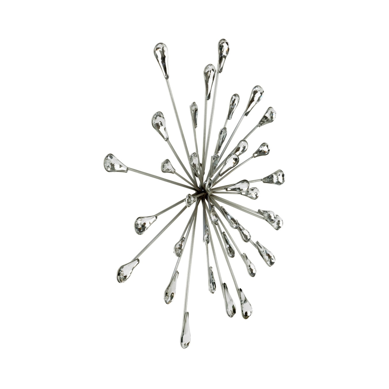 12.5 DIA Silver Starburst Metal/Clear Beads Wall Art