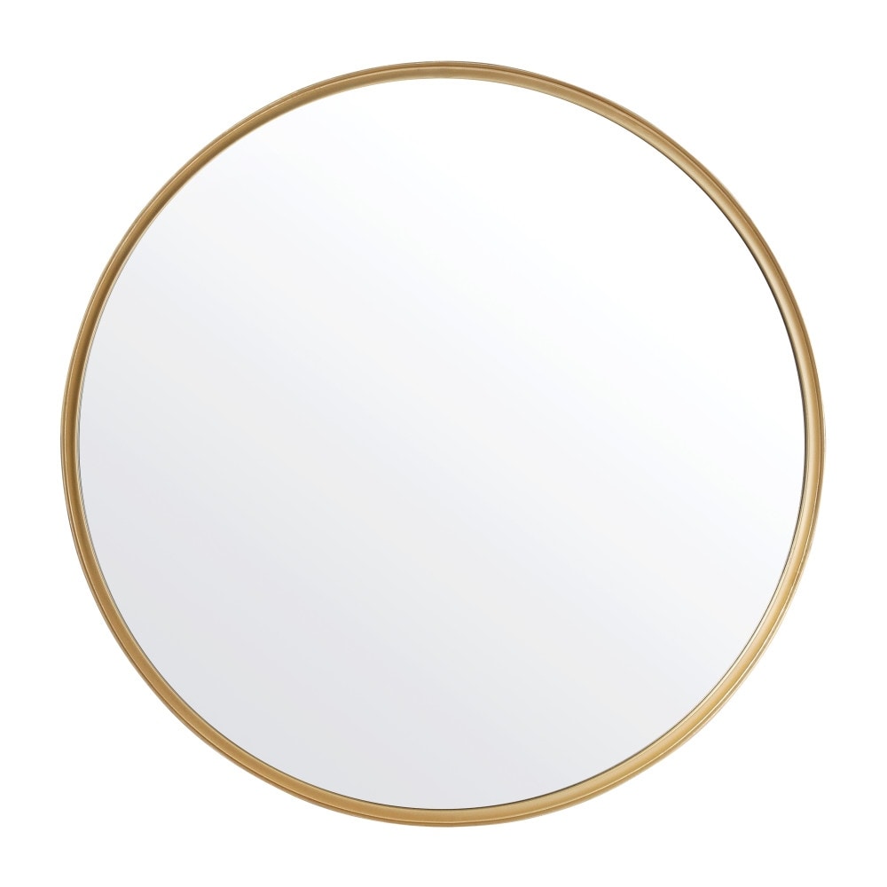 Wall Mount Shatterproof Round Accent Wall Mirror with Metal Frame