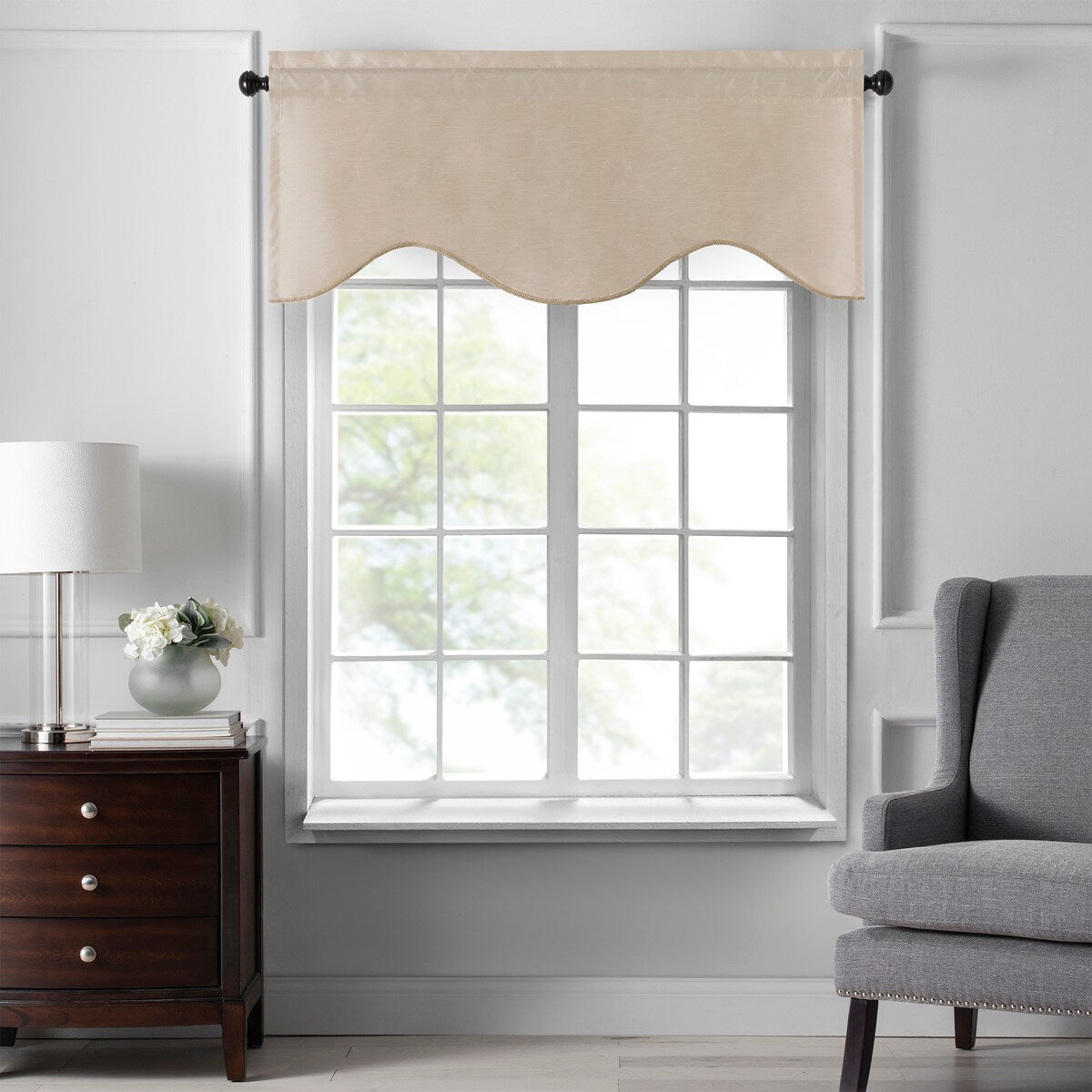 Gracewood Hollow Foster Faux Silk Scalloped Window Valance - 50x21