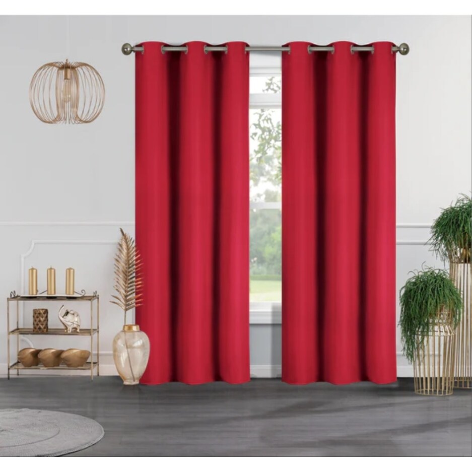 J&V Textiles 4 Panels Room Darkening Thermal Insulated Blackout Grommet Window Curtain Panels for Living Room - 38X84