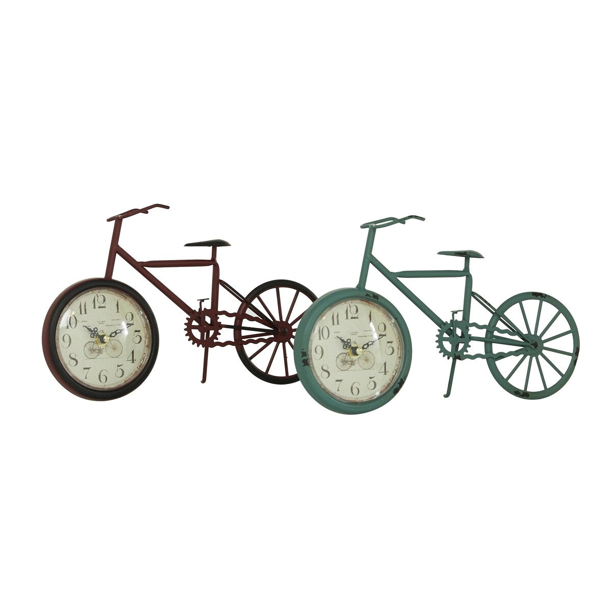 Metal Bike Decorative Clock - Set of 2 Black or Multi Colored - Roche River Decor