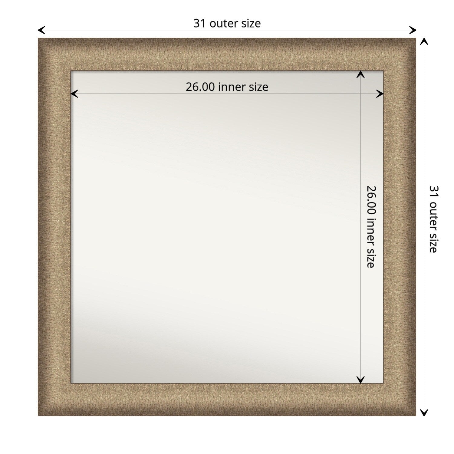 Non-Beveled Bathroom Wall Mirror - Elegant Brushed Bronze Frame