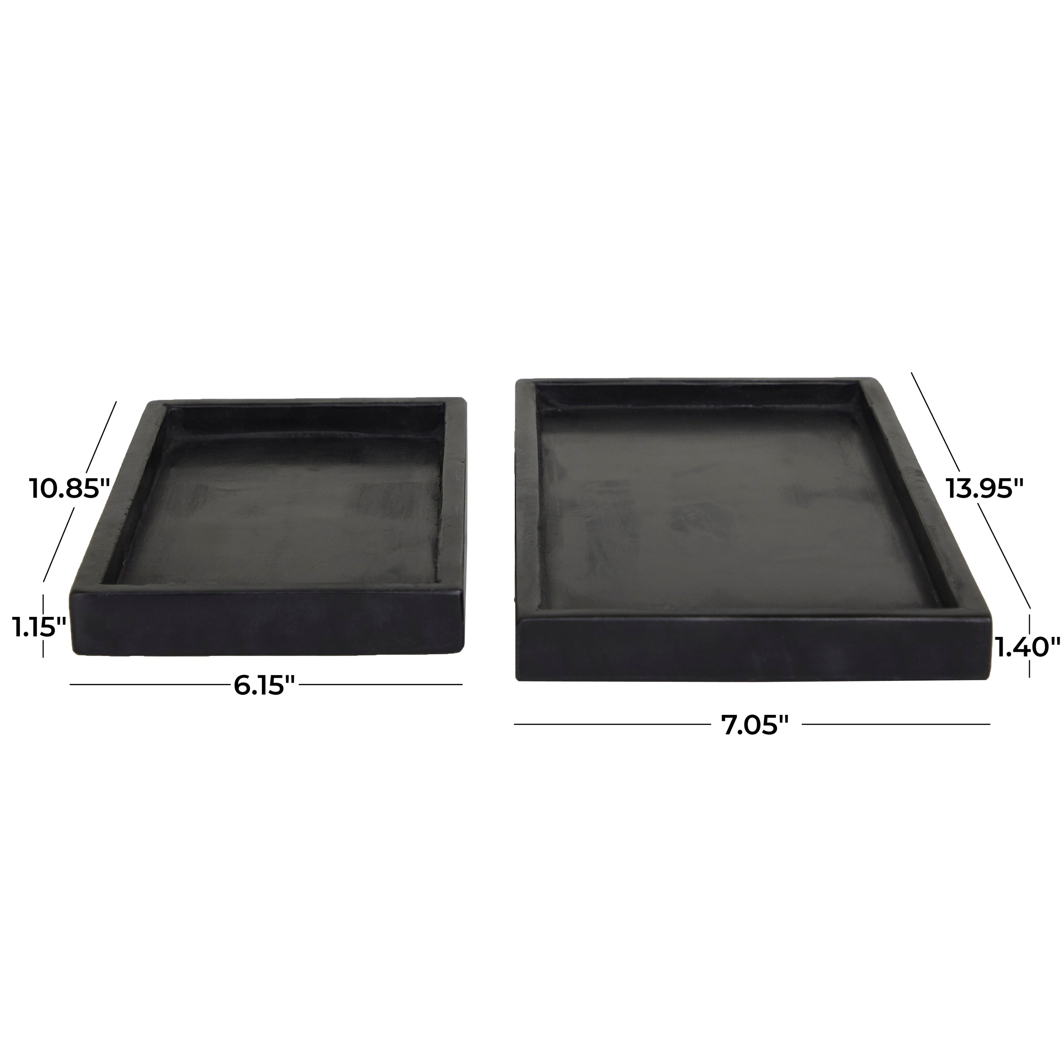 CosmoLiving by Cosmopolitan Marble Tray with Raised Border (Set of 2) - White, Black, Green