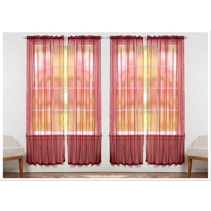 J&V Textiles 4 Pack Value Solid Sheer Window Curtain Panels - 55X84