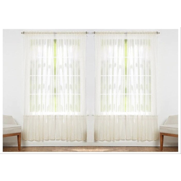 J&V Textiles 4 Pack Value Solid Sheer Window Curtain Panels - 55X84