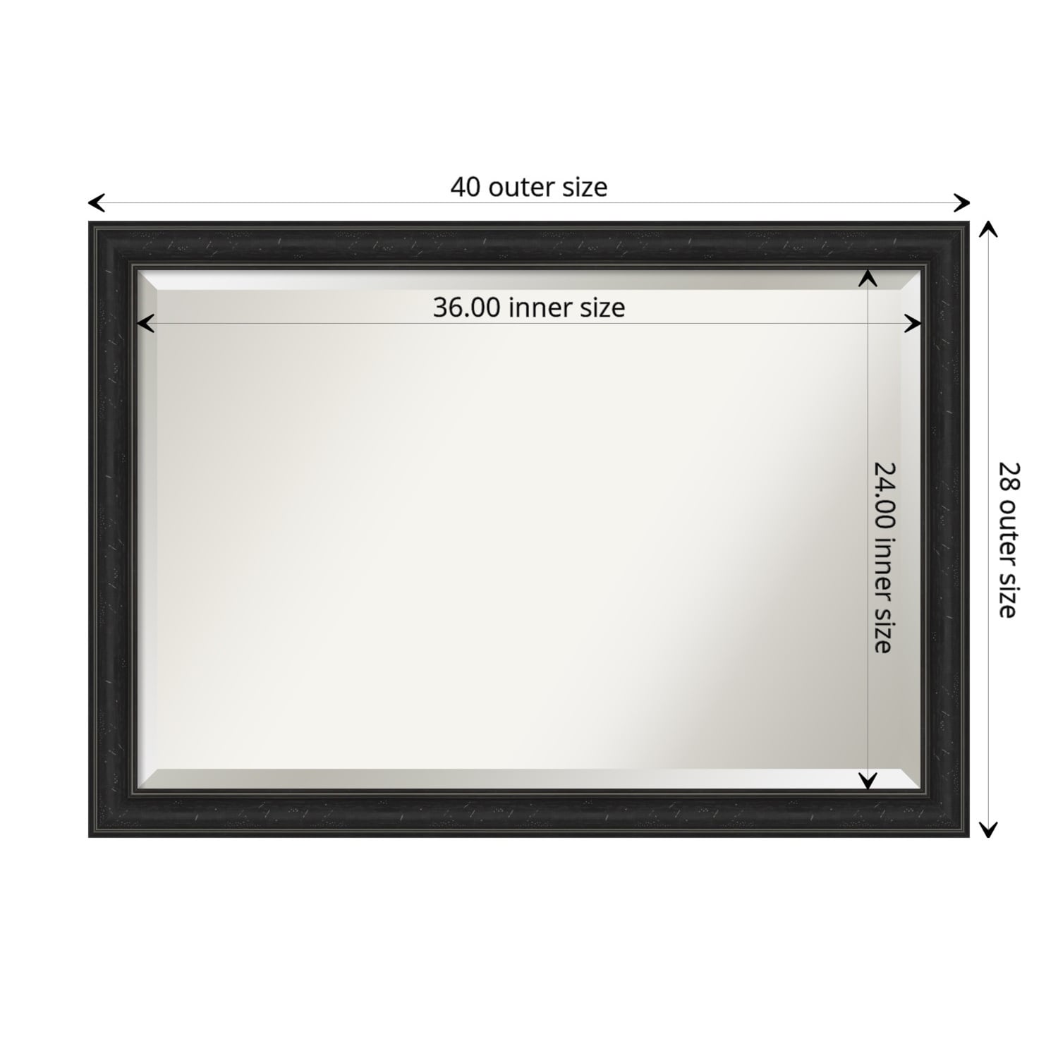 Beveled Bathroom Wall Mirror - Shipwreck Black Narrow Frame