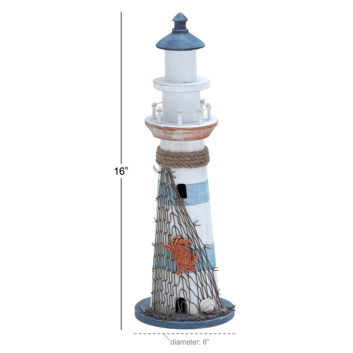 Wood Light House Decorative Sculpture with Netting - Blue - Roche River Decor