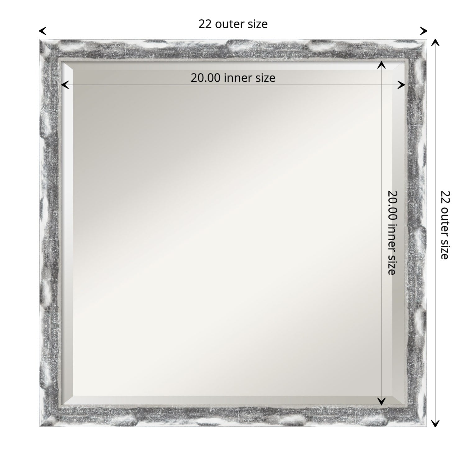 Beveled Bathroom Wall Mirror - Scratched Wave Chrome Frame - Scratched Wave Chrome