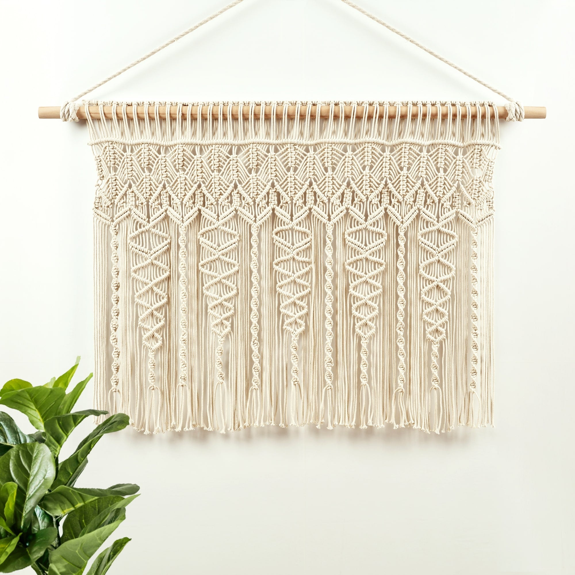 Lush Decor Boho Macrame Textured Cotton Valance/Kitchen Curtain/Wall Decor